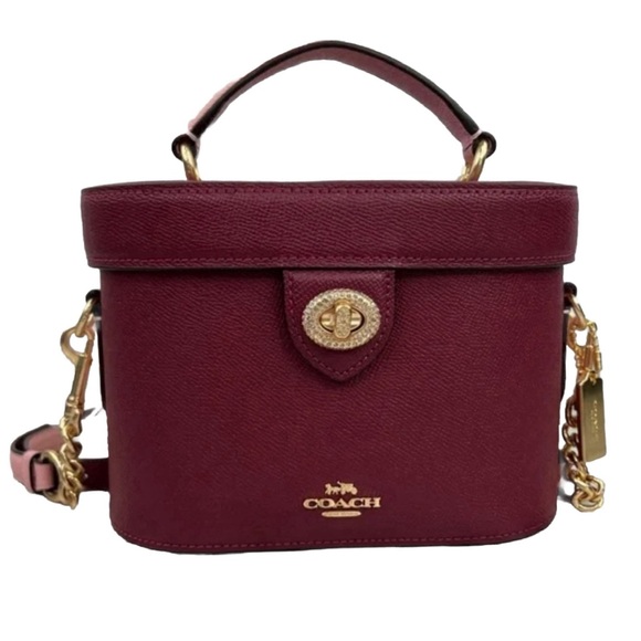 SOLD!! COACH Kay Crossbody With Glitter In Black Cherry Leather - Picture 2 of 14